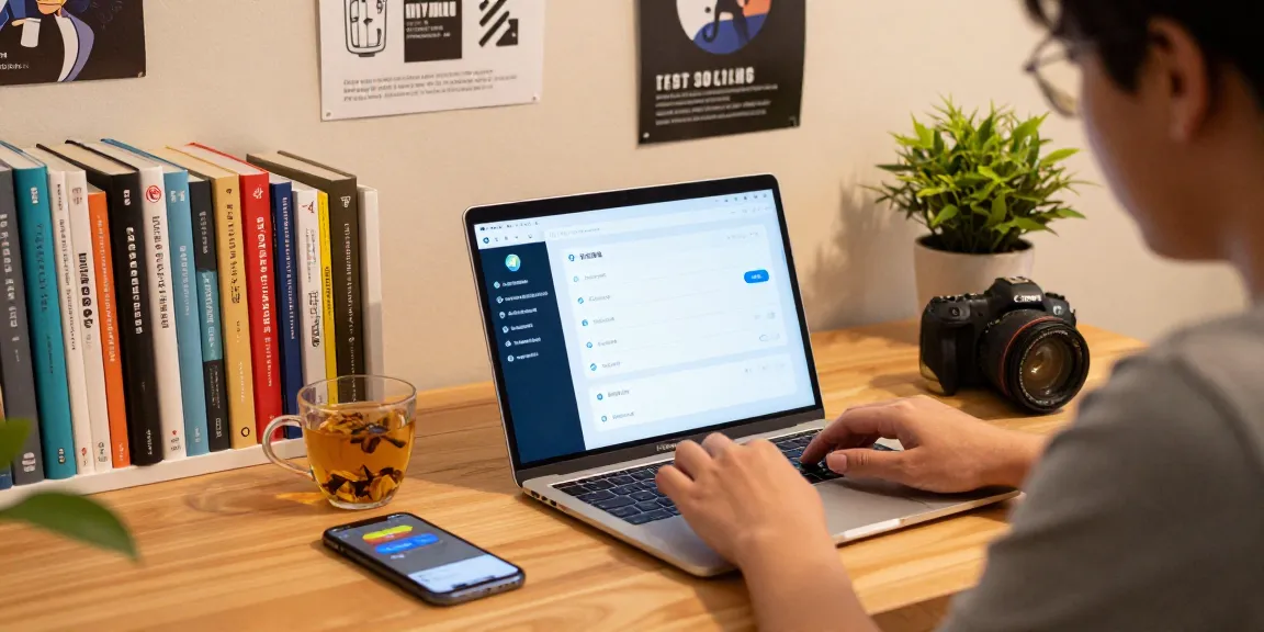 Customize your Telegram Chinese interface in a cozy workspace, laptop with settings displayed.
