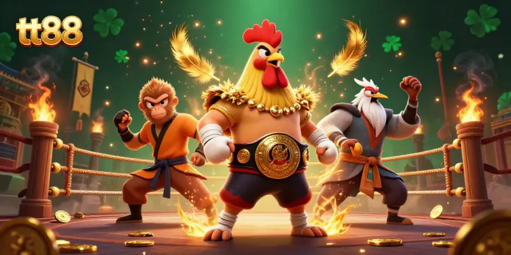Experience thrilling gameplay at tt88 with a dynamic scene of fierce characters in a vibrant casino setting.