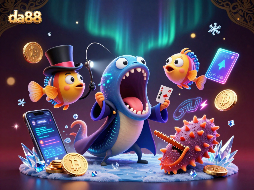 Experience excitement with da88's thrilling casino activities in this vibrant 3D illustration.