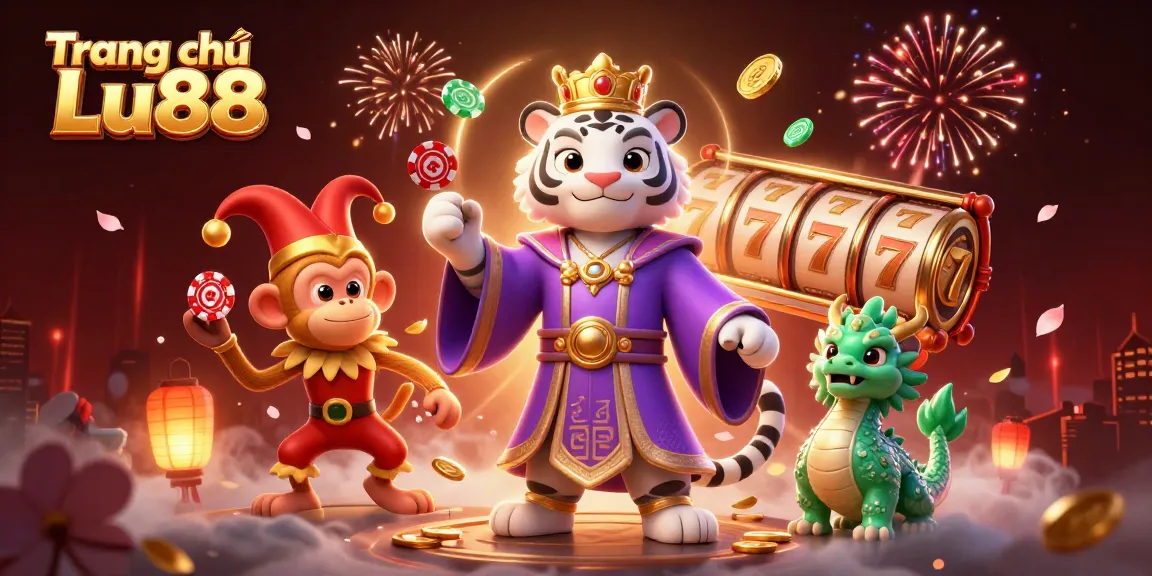 Experience thrilling gameplay at Trang chủ Lu88 with vibrant slots, immersive 3D characters, and festive decorations.