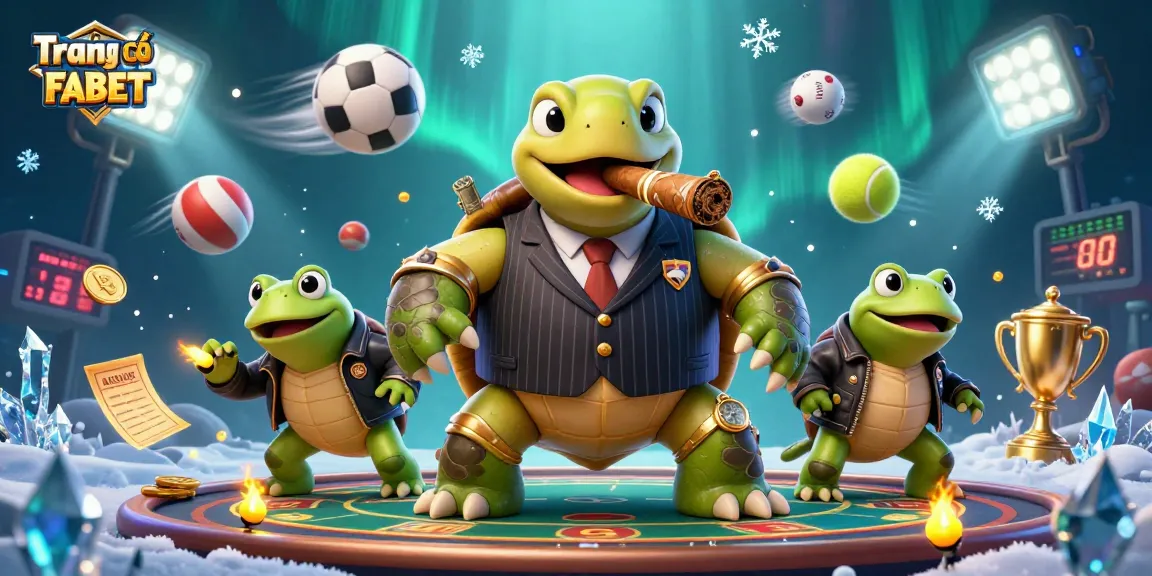 Engage with Trang cá cược FABET in this vivid 3D casino scene featuring dynamic sports elements.