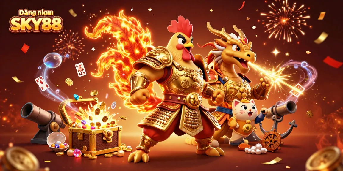 Engage with Đăng nhập SKY88 for exciting casino adventures featuring vibrant characters and treasures.