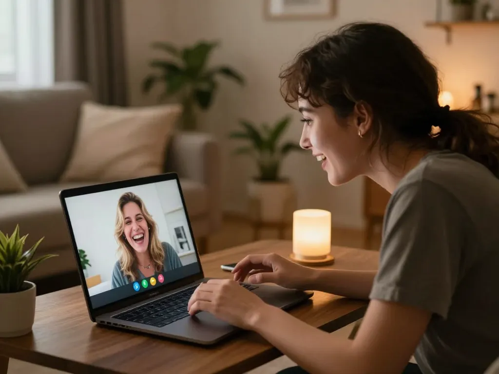 Engaging sexchat conversation between two individuals in comfortable home settings.