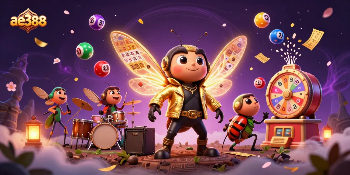 ae388 brings excitement with a vibrant rock star scene featuring lottery games and festive celebrations.