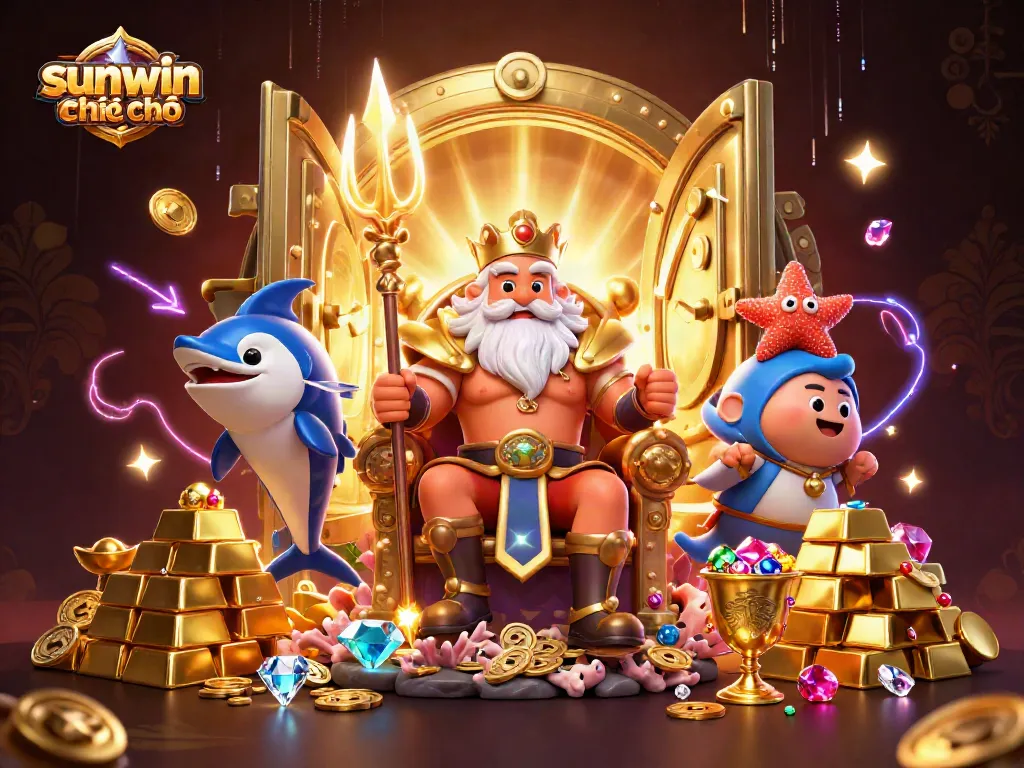 Spin the reels with sunwin chính chủ, a captivating casino experience featuring Neptune and treasures.