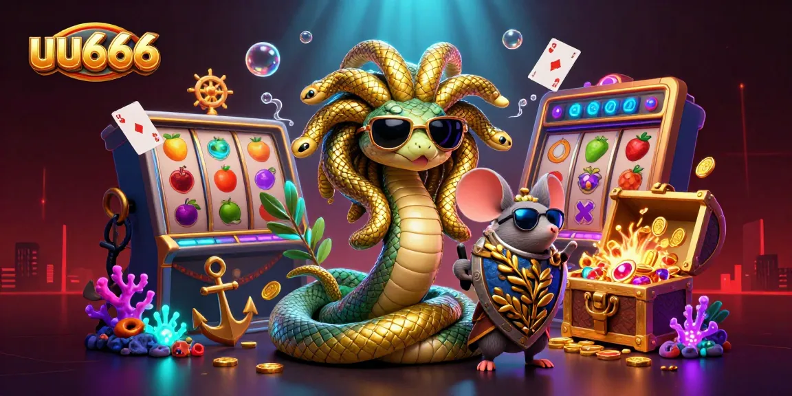Engage with fun slots at uu666 featuring Medusa and a warrior mouse in an exciting casino scene.