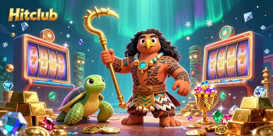 Win big at Hitclub with a lively 3D illustration of a demigod and treasures.
