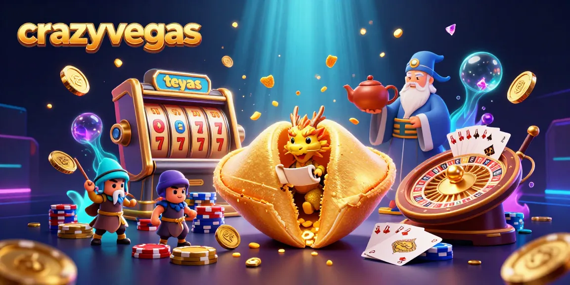 Spin to win with crazyvegas in this vibrant illustration filled with casino symbols and golden treasures.